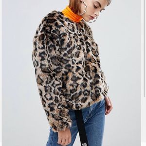 Bershka faux fur leopard jacket
